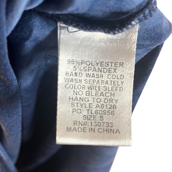 Umgee Navy Tie Dye Ruched Sleeveless Maxi Dress Oversized Shift Sz S - Picture 6 of 9